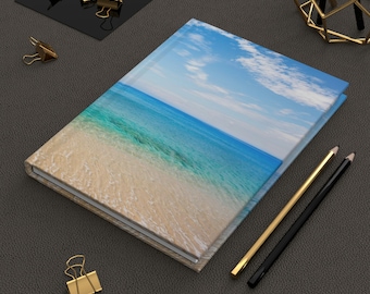 Hardcover Journal with Ocean Waves and Sand Cover | Daily Journal | Hardcover Notebook