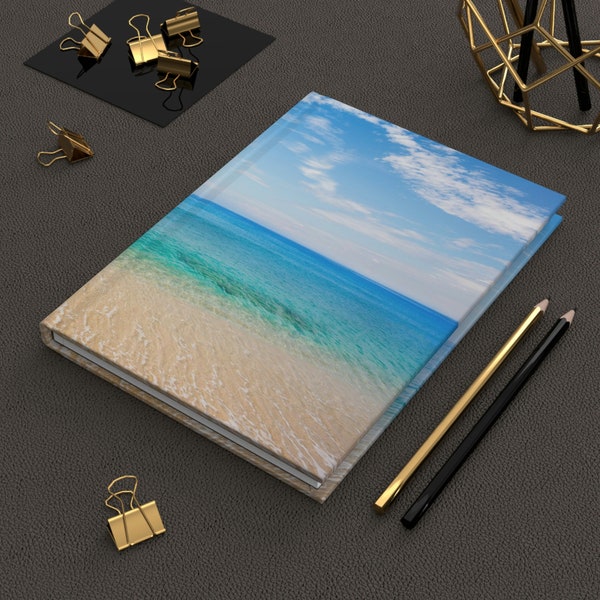 Hardcover Journal with Ocean Waves and Sand Cover | Daily Journal | Hardcover Notebook