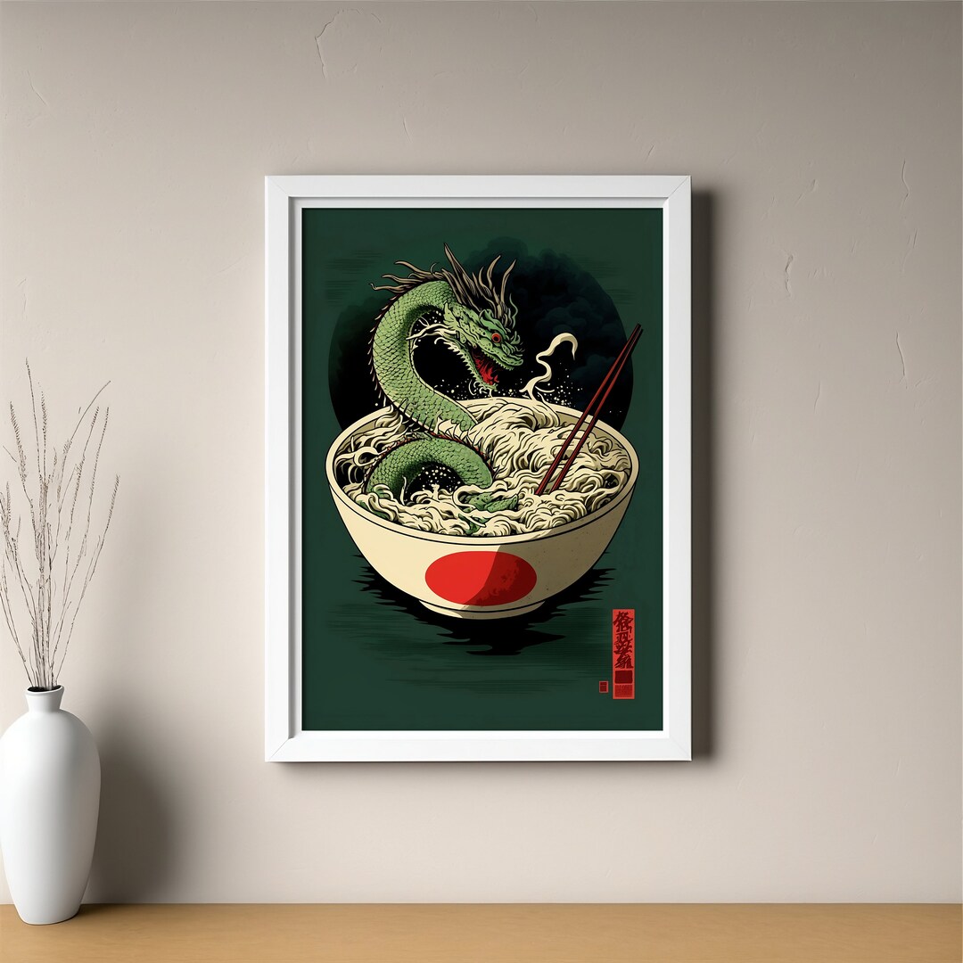Japanese Dragon Wall Art Japanese Watercolor Painting Japan Etsy