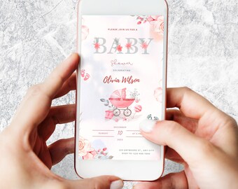 Electronic Baby Shower Invitation, Girl Electronic Baby Shower, Evite Baby Shower, girl Baby Shower