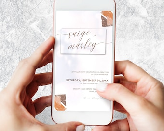 Pure White Electronic Editable Digital Wedding Evite RSVP & Details, Instant Digital Download, Text Message Invite, Paperless Canva Editable