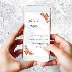 WhiteANDFlowering Electronic Editable Digital Wedding Evite RSVP &Détails, Whatsapp Evite, Téléchargement numérique, Paperless Canva Editable