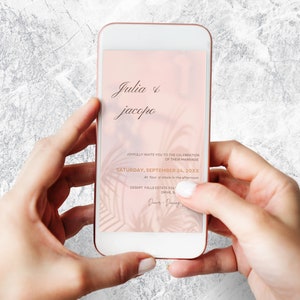 Pink Panthone elektronische bearbeitbare digitale Hochzeit Einladung & Details, sofortiger digitaler Download, Nachricht einladen, papierlose Canva bearbeitbar