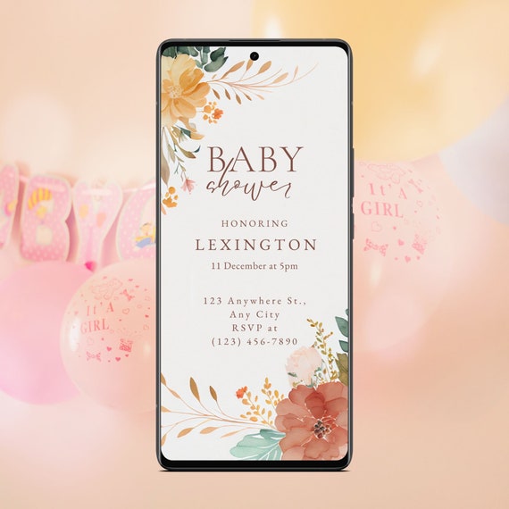 Electronic Baby Shower Invitation, Cutie is on the Way Baby Shower Evite, Orange Editable Digital Download, Paperless Canva