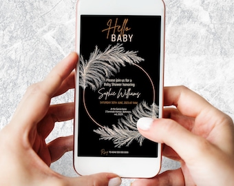 Electronic Baby Shower Invitation, Black Electronic Baby Shower, Gender Neutral Baby Shower, Black & White Baby Shower