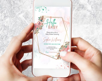Electronic Baby Shower Invitation, Electronic Baby Shower, Gender Neutral Baby Shower, Sustainable Baby Shower