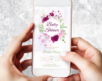 Electronic Baby Shower Invitation, Girl Baby Shower, Baby Shower, Electronic Baby Shower, Sustainable Evite