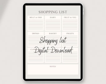 Grocery List Printable Template, Grocery Planner, Food Shopping List, goodnotes, A4/A5/Letter/Half Size, Instant Download PDF