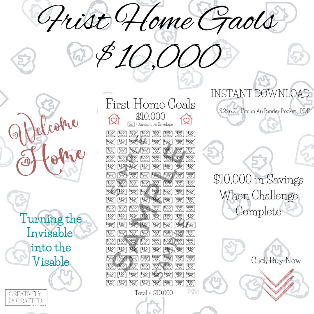 PRINTABLE Digital Download First Home Goals Money Challenge Mini