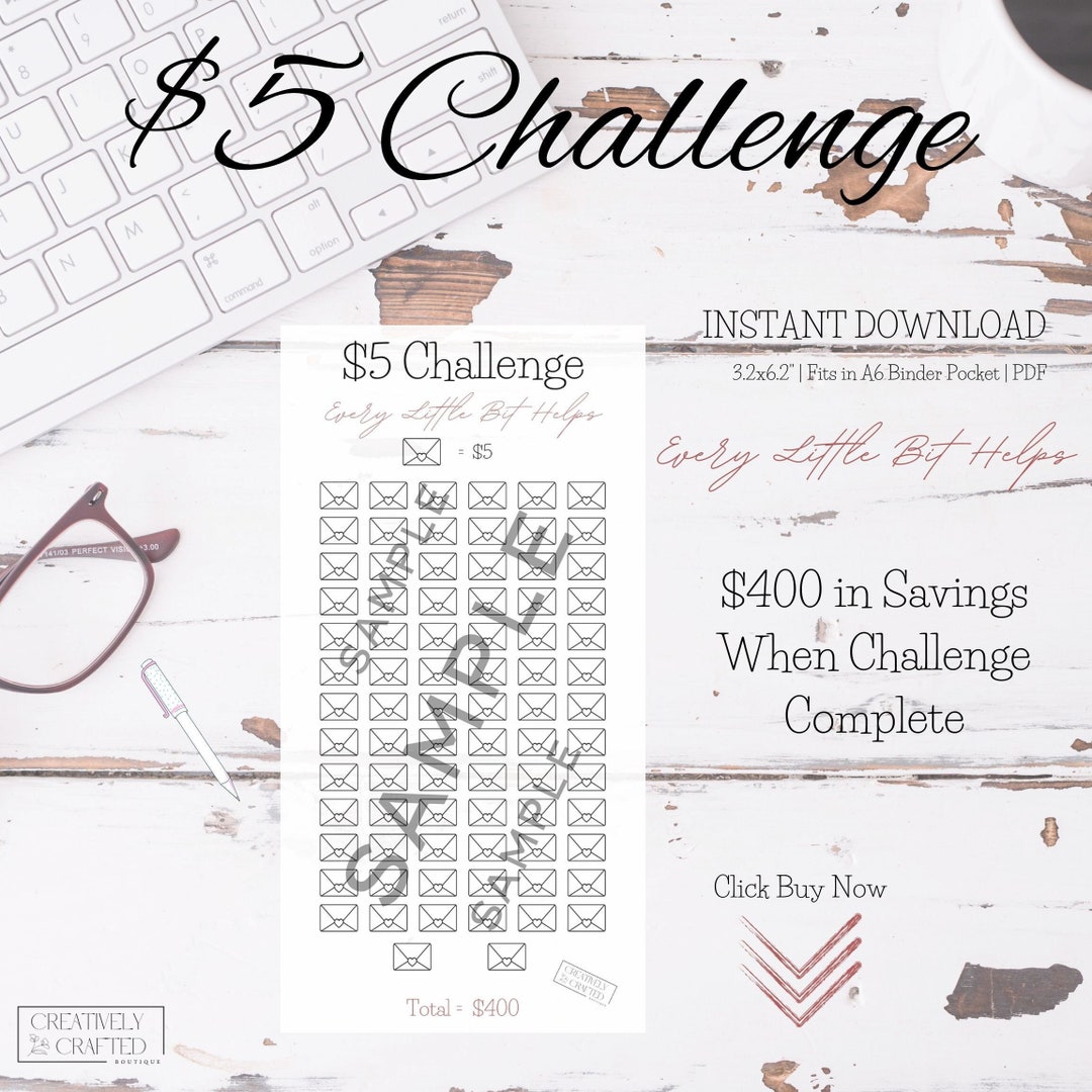 PRINTABLE Digital Download 5 Dollar Money Challenge Mini Savings Fun ...