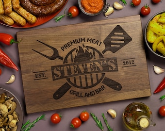 Personalized BBQ Cutting Board: Engraved Grill Master Gift