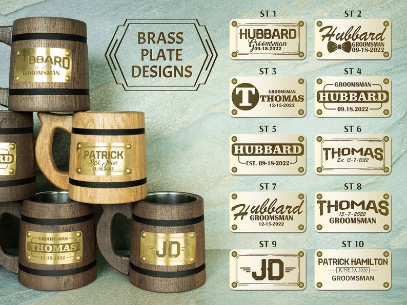 Custom Groomsmen Beer Mug, Personalized Wooden Tankard, Best Man Proposal Beer Stein, Wedding Officiant Gift, Bachelor Party Gifts, Dad Mug bild 4