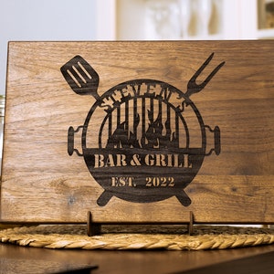Grill BBQ Cutting Board Custom Engraved, Barbeque Chopping Board, Personalized Logo Cutting Board Chef Gift, Large Wooden Kitchen Board