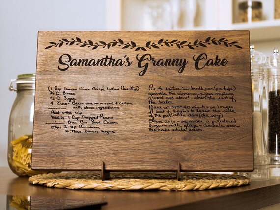 Handwritten Recipe Cutting Board for Mother's day gift, Mom and Grandma Gift, Engraved Family Recipe Board, Unique gift for Mother in Law