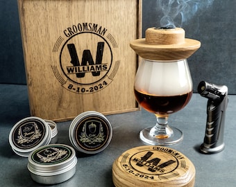 Whiskey Smoker Kit, Monogram Barware, Cocktail Bar Tool Set, Bourbon Smoker Set, Alcohol Gift for Men, Personalized Groomsmen Gifts