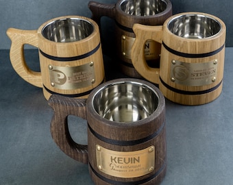 Personalized Wooden Beer Tankard: Engraved Groomsmen Gift