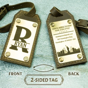 Luggage tags personalized, Embossed Tag with Brass Plates, Leather Travel Bag Name Tag, Bridesmaid Groomsmen Wedding Party Favor, belt pin