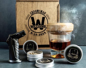 Cocktail Smoker Kit with Torch, Whiskey Lover Gift for Dad, Bourbon Smoker Set, Groomsmen Gifts, Best Man Proposal, Man of Honor, Usher Gift