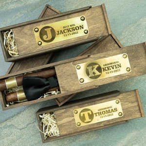 Empty Wooden Groomsmen Gift Box, Best Man proposal box, Custom Gift Box for Groomsman, Personalized Cigar Box for Mens Wedding Keepsake