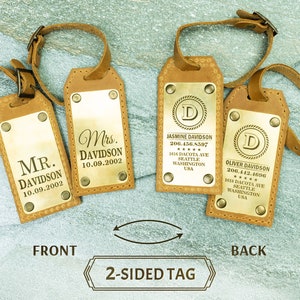 Personalized Mr and Mrs Luggage Tags, Wedding Shower Gift, Mr & Mrs Tags Honeymoon, Couples Luggage Tags, Gift for Travel Lovers
