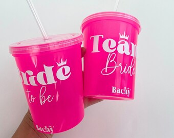 Bachelorette Tumbler, Bride to be Cup, Team Bride Cup, Bachelorette Party Decoration, Bachelorette Cup with Stray, Bride Gift, Bridal Shower