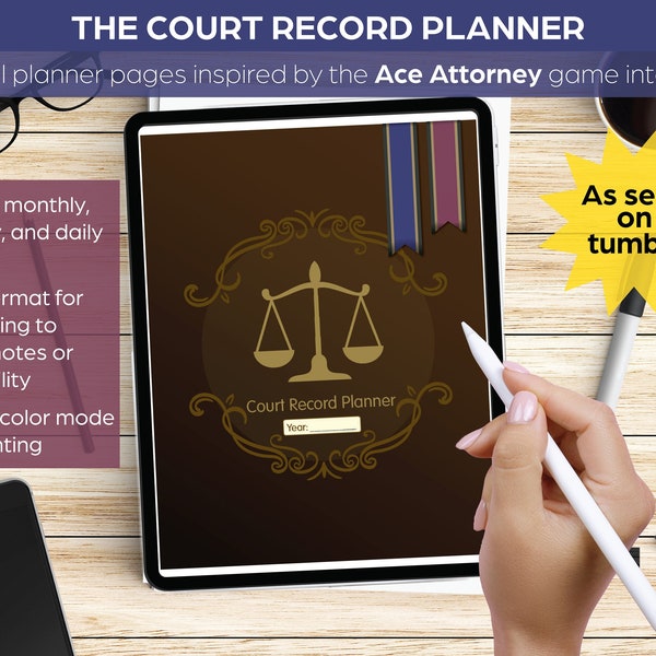 The Court Record Planner - Ace Attorney themed digital planner