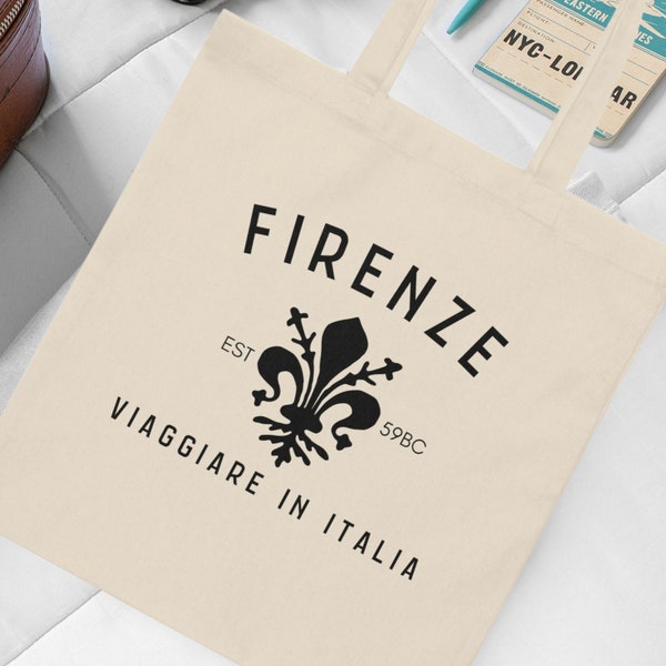 Firenze Italia Tote Bag, Florence Italy, Italian European Vacation, Travel Souvenir, Aesthetic Minimalist, Italian Destination Wedding Gift