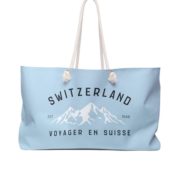 Switzerland Oversized Tote Bag, Swiss Weekend Bag, Summer Suisse Tote Bag, Switzerland Honeymoon Gift, Travel Switzerland Gift, Gift for Mom