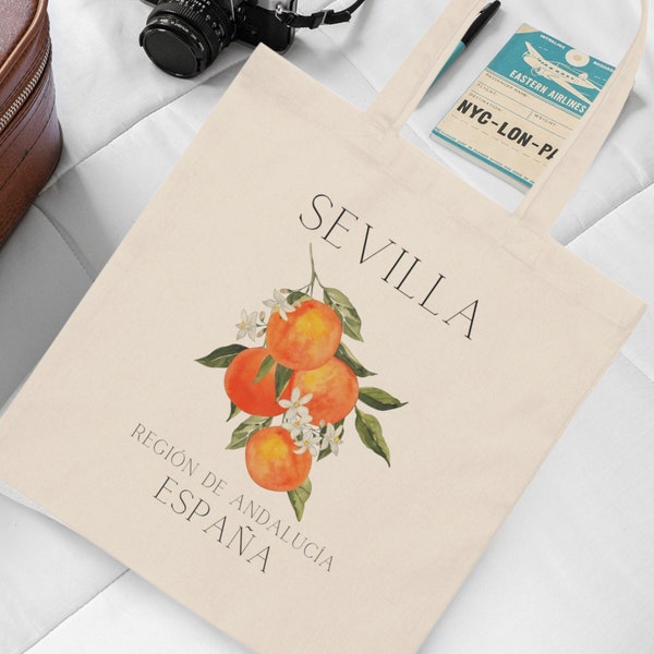 Seville Spain Oranges Tote Bag, Sevilla España, Spanish European Vacation, Cute Travel to Spain Gift Bag, Spain Honeymoon, Spanish Mom Gift