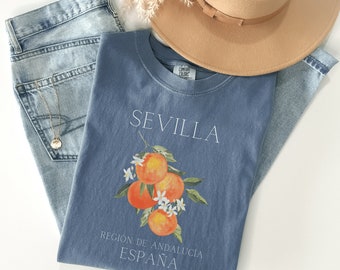 Seville Oranges Travel in Spain, Comfort Colors, Travel to Spain, Cute Aesthetic Tee, Sevilla Espana City Travel, Oversized Shirt, Wedding