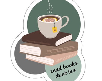Books and Tea, Die-Cut Stickers
