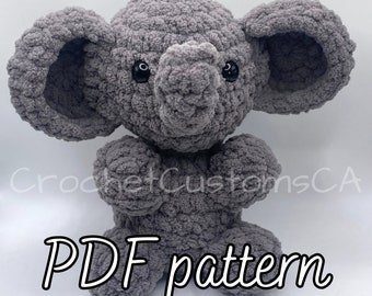 Chunky elephant crochet pattern, digital crochet pattern, chunky crochet animal pattern