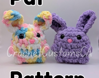 Chubby Bunny Crochet Pattern, Easy Amigurumi Bunny Rabbit Pattern, Low Sew Crochet Easter Bunny Pattern