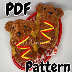 Low Sew Hot Dog Crochet Pattern: Funny Wiener Dog Amigurumi (PDF Pattern)