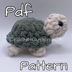 Mini turtle amigurumi crochet pattern, Low sew turtle crochet pattern, Easy crochet turtle