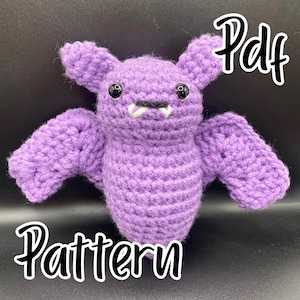 Bobby the bat crochet pattern, Halloween amigurumi pattern, Spooky crochet pattern