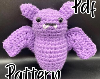 Bobby the bat crochet pattern, Halloween amigurumi pattern, Spooky crochet pattern