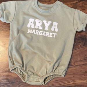 Custom Baby Short Sleeve Bubble Romper Personalized Toddler Sweatshirt Summer Name Oversized Bodysuit image 10