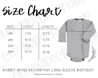 Maqueta de la tabla de tallas del mono Rabbit Skins 4411 (PNG)