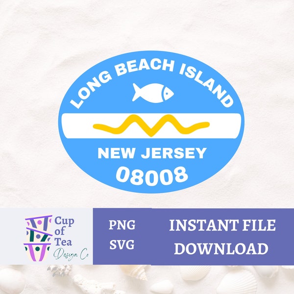 LBI New Jersey beach badge svg png- Long Beach Island - shore NJ- digital file - beach bag designs - 08008 - beach house gift - jersey shore