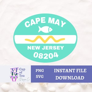Cape May New Jersey Beach Badge SVG PNG - Cape May - Shore NJ - Fichier numérique - Beach Bag Designs
