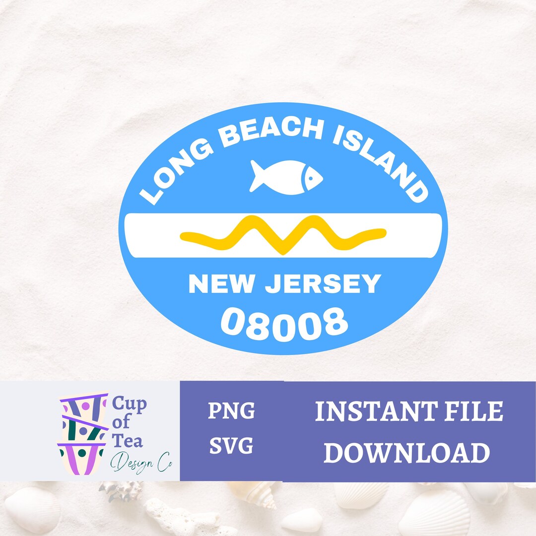 LBI New Jersey Beach Badge Svg Png Long Beach Island Shore NJ Digital