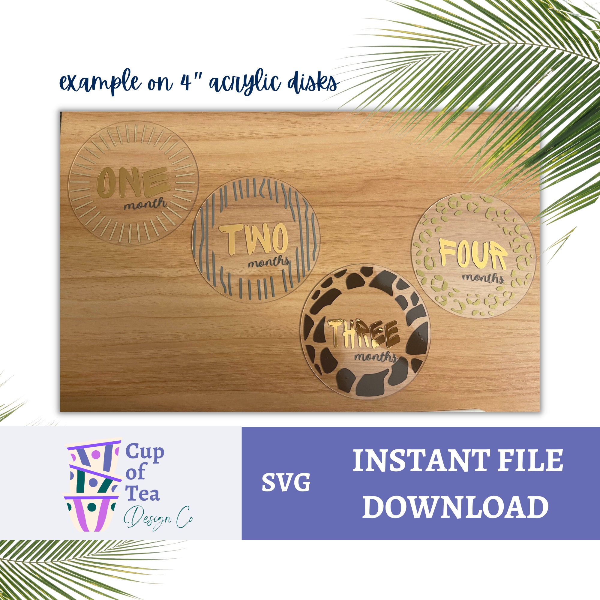 Jungle Safari Animal Baby Milestone Marker (1-12 Month) SVG File ...