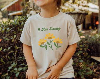 Ik ben sterke bloem peuter Tshirt, affirmatie peuter T-shirt, empowering meisje T-shirt, leuke peuter Tshirt, cadeau voor peuter, fun kid T-shirt