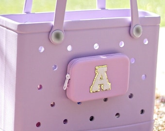 Custom Beach Bag Wallet Chenille Letter Pouch Initial Bag for Rubber Tote Accessory Beach Bag Insert New Mom Gift College Graduation Gift