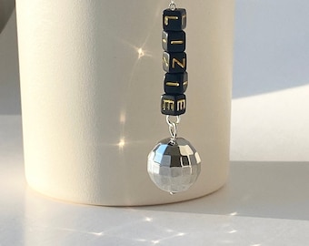 Custom Disco Ball Tumbler Charm Water Bottle Accessory Personalized Tumbler Handle Charm Retro Tumbler Letter Charm Tumbler Obsessed Gift