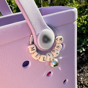 Disco Ball Bag Charm Custom Beach Bag Tag Rubber Tote Bag Accessory Diaper Bag Name Keyring Gift for Mothers Day Gift for Teacher Gift Nurse