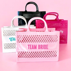 Benutzerdefinierte Jelly Bag Personalisierte Strand Tote Mädchen Reisetasche Brautjungfer Geschenk Pool Tasche für Mädchen Bachelorette Party Favor Sommer Geschenk für Tochter
