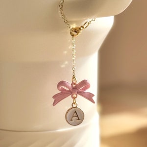 Pingente de alça de copo com laço coquete, gravata borboleta rosa, suporte emocional, acessório para copo, presente feminino para adolescentes, presente para irmã, presente de Natal, presente para irmandade