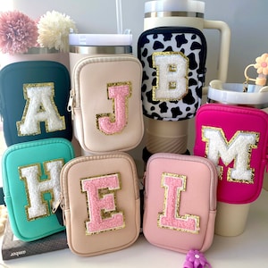 Riñonera personalizada con forma de vaso, bolsa para botella, bolsa para taza de agua con iniciales, bolsa para vaso con monograma, regalo para tía, regalo para hermana, regalo para adolescente, regalo de Navidad